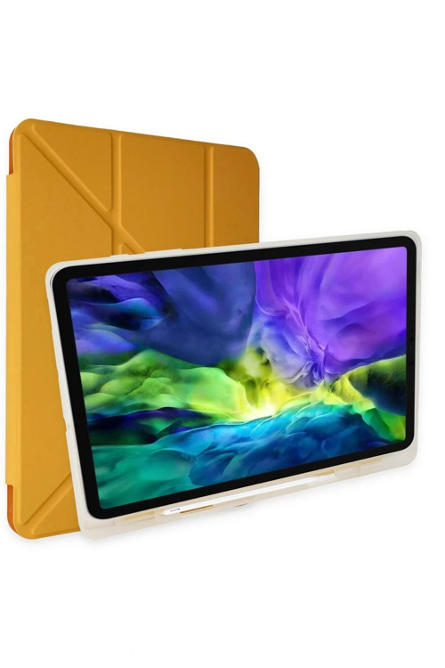 Samsung Galaxy P610 Tab S6 Lite 10.4 Kılıf Kalemlikli Mars Tablet Kılıfı - Sarı