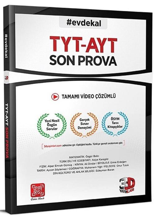 3D Yayınları Tyt Ayt Son Prova Denemesi 