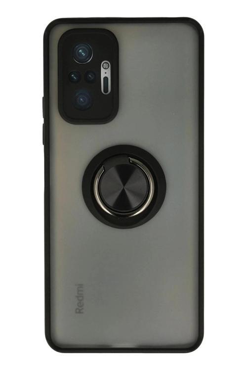 Xiaomi Redmi Note 10 Pro Kılıf Montreal Yüzüklü Silikon Kapak - Siyah
