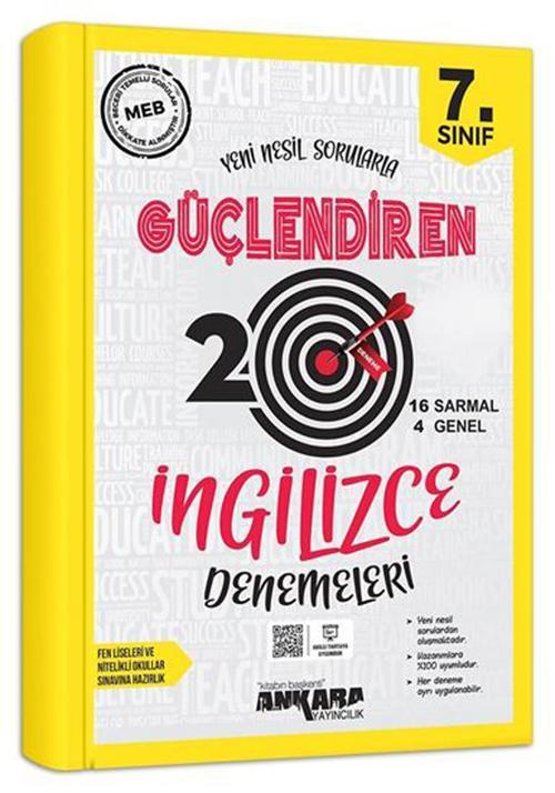 Ankara Yayınları 7. Sınıf İngilizce Güçlendiren 20 Li Deneme 2021-2022