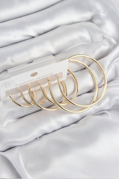 Pirinç Halka Model Gold Renk Kadın Set Küpe - Tj-Bkp11041