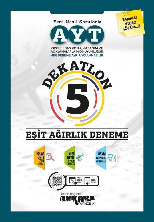 Ankara Yayınları Ayt Eşit Ağırlık 5 Dekatlon Deneme