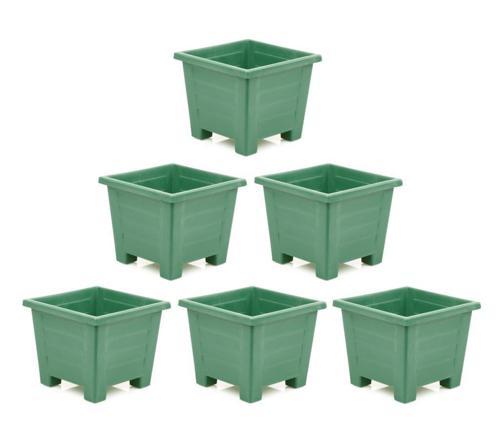 SY-5848 Dekoratif Plastik Kare Ayaklı Saksı 30 lt Yeşil 6 Adet