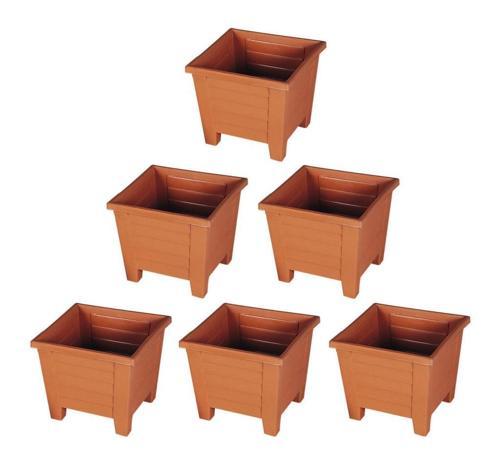SY-5848 Dekoratif Plastik Kare Ayaklı Saksı 30 lt Kiremit 6 Adet