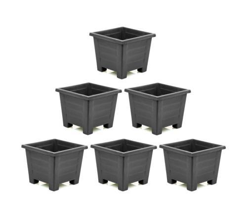 SY-5847 Dekoratif Plastik Kare Ayaklı Saksı 15 lt Antrasit 6 Adet