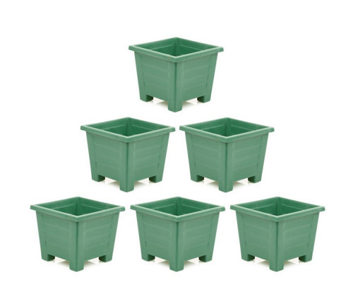 SY-5847 Dekoratif Plastik Kare Ayaklı Saksı 15 lt Yeşil 6 Adet