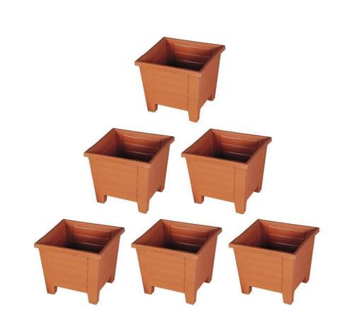 SY-5847 Dekoratif Plastik Kare Ayaklı Saksı 15 lt Kiremit 6 Adet