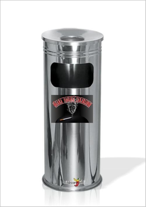 Uzun Silindir Yuvarlak Boru Tipi Kapı Yanı Bina Önü Ayaklı Krom Sigara Sağlığa Zararlıdır Küllük Çöp