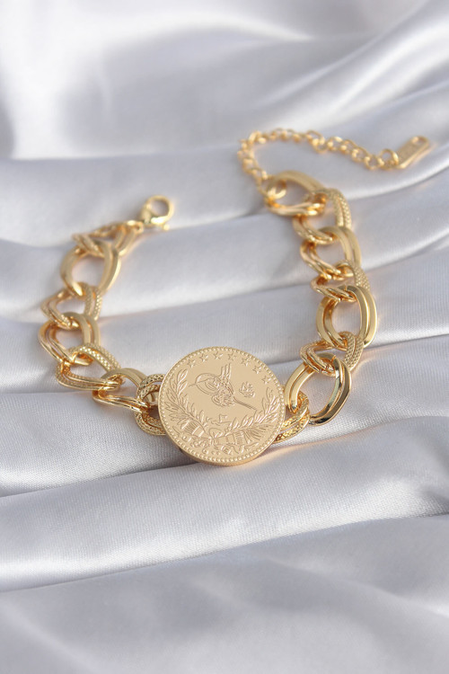 316L Çelik Gold Renk Reşt Altın Model Samanyolu Kadın Bileklik - Tj-Bb5867