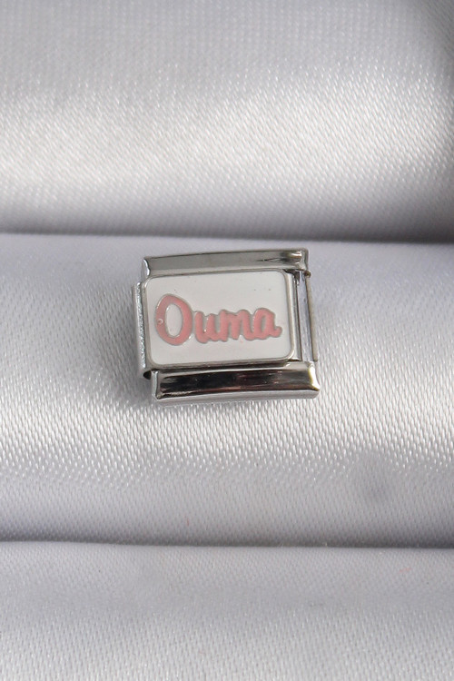 316L Çelik Gümüş Renk Beyaz Pembe Ouma İşlemeli Nomination Charm - Tj-Bc1027