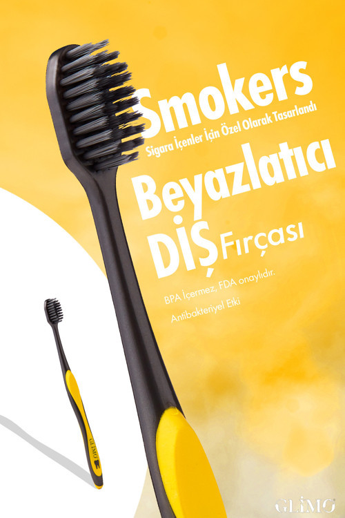 Smokers Beyazlatıcı Diş Fırçası | Sigara & Çay Lekelerine Karşı | Plak & Sararma Önleyici | Sarı