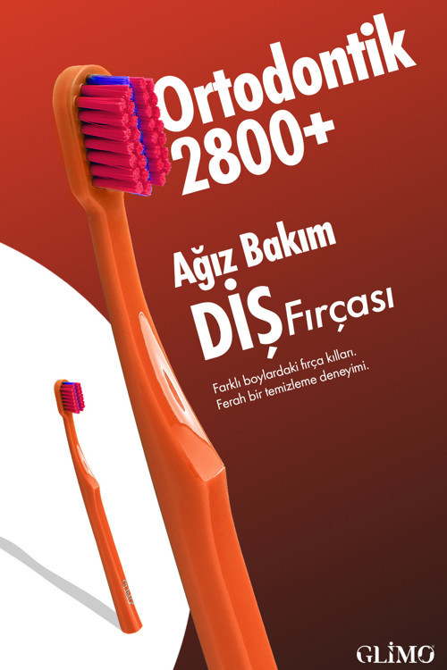 Ortodontik Diş Fırçası 2800 | Fda Onaylı,bpa Içermez,diş Teli Temizliği |0,15 Mm Fırça Kılı,turuncu