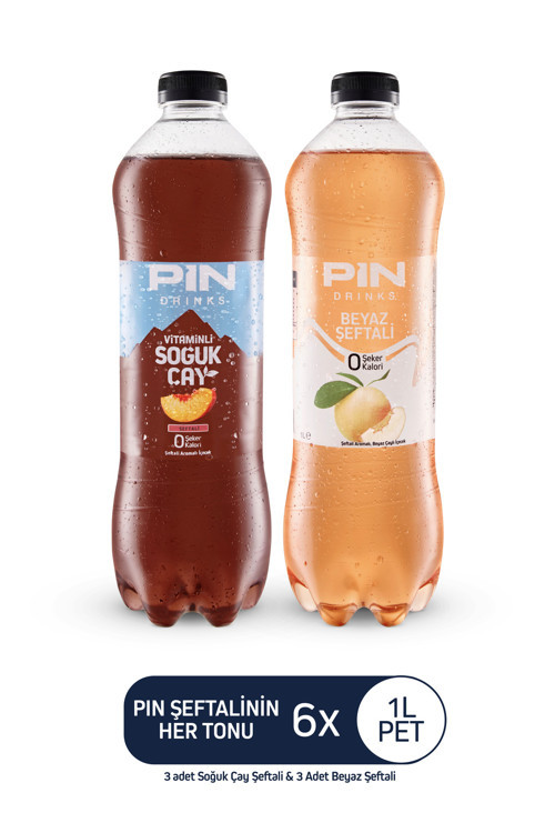 Şeftalinin Her Tonu-Soğuk Çay Şeftali & Beyaz Şeftali-Şekersiz & Kalorisiz 6 Adet X 1 Litre Ice Tea