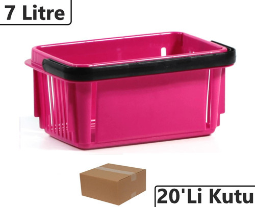 Plastik Kozmetik Alışveriş El Sepeti 7 Litre Fuşya 20'li Koli