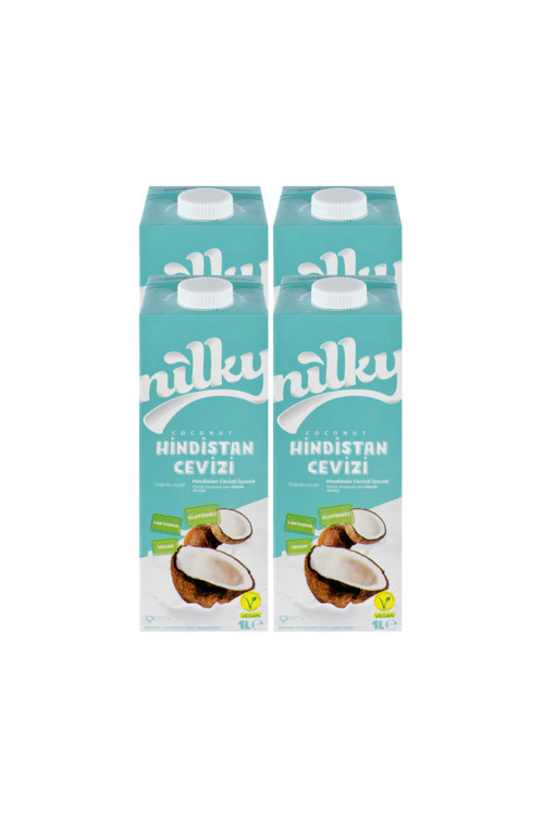 Hindistan Cevizi Sütü Glütensiz Bitkisel Bazlı Laktosuz Vegan 4X 1Lt