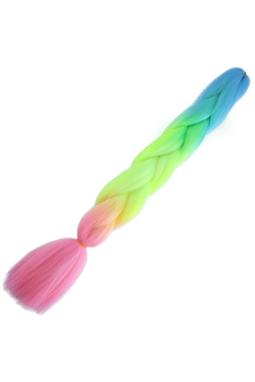 Afrika Örgülük Ombreli Sentetik Saç 100 Gr. / Açık Mavi / Neon Sarı / Pembe