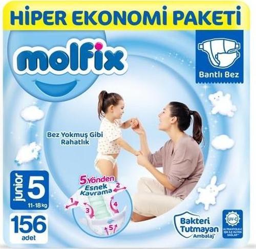 Bebek Bezi 5 Beden Junior Hiper Ekonomi Paketi 156 Adet