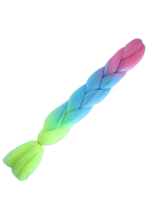 Afrika Örgülük Ombreli Sentetik Saç 100 Gr. / Pembe / Açık Mavi / Neon Sarı