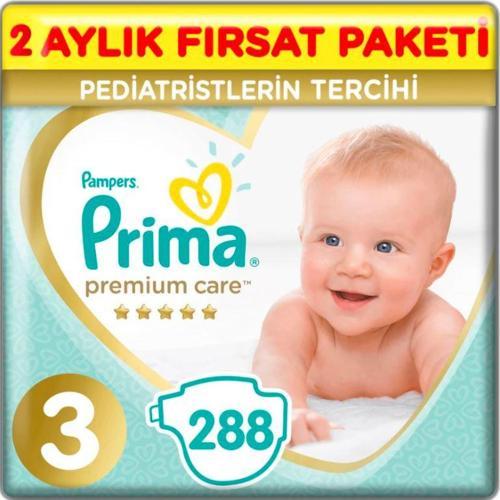 Bebek Bezi Premium Care Aylık Paket Midi 3 Beden 144'lü X 2