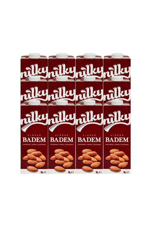 Badem Sütü Glütensiz Bitkisel Bazlı Laktosuz Vegan 12X1 Lt