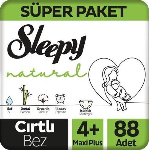 Natural Süper Paket Bebek Bezi 4+ Numara Maxi Plus 88 Adet