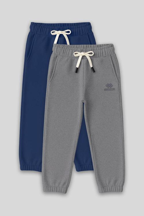 Standart Fit Basic 2li Paket Parlament-Gri Melanj Erkek Çocuk Eşofman Alt - 11225