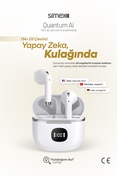 Yapay Zeka Destekli Akıllı Bluetooth Kulaklık HD Mikrofon Gerçek Zamanlı Dil Çeviri Ai Anlık Tercüme