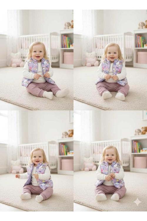 Lila Sevimli Desen Kız Bebek/Çocuk Şişme Yelek