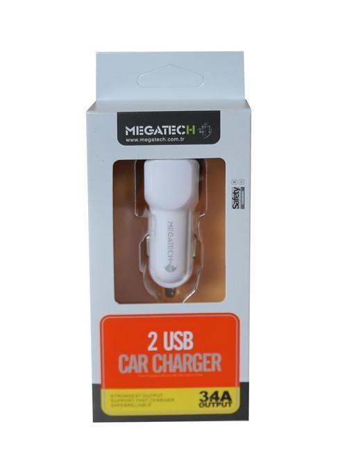 T05 2Usb 3.4A Beyaz Araç Çakmaklık Şarj Cihazı