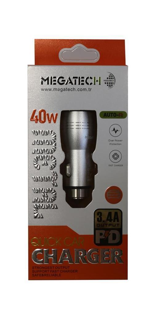 T05-M24 Re Gri 3.4A 40W Usb Çelik Araç Şarj Aleti