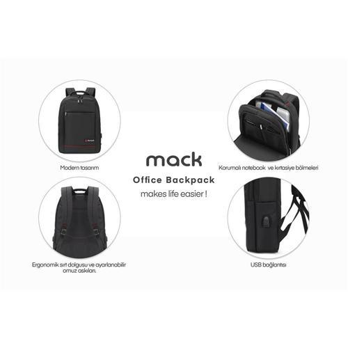 MCC-006 15.6" Office USB Girişli Notebook Sırt Çantası