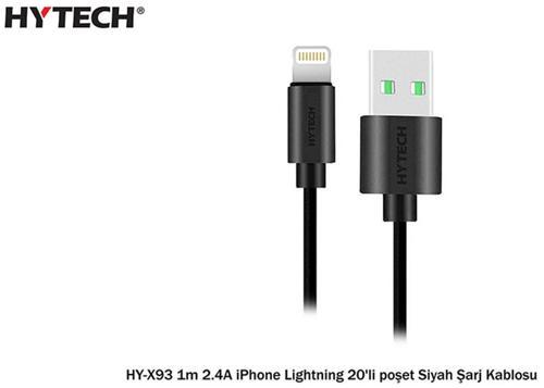 HY-X93 1m 2.A iPhone Lightning Şarj Kablosu Siyah