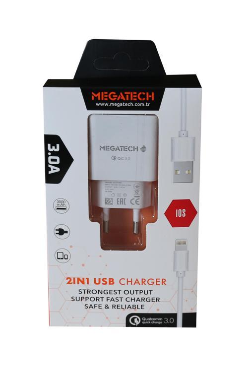 3.0A Ev 2IN1 Ev Şarj Kafa +Iphone Şarj Kablo Hızlı Şarj