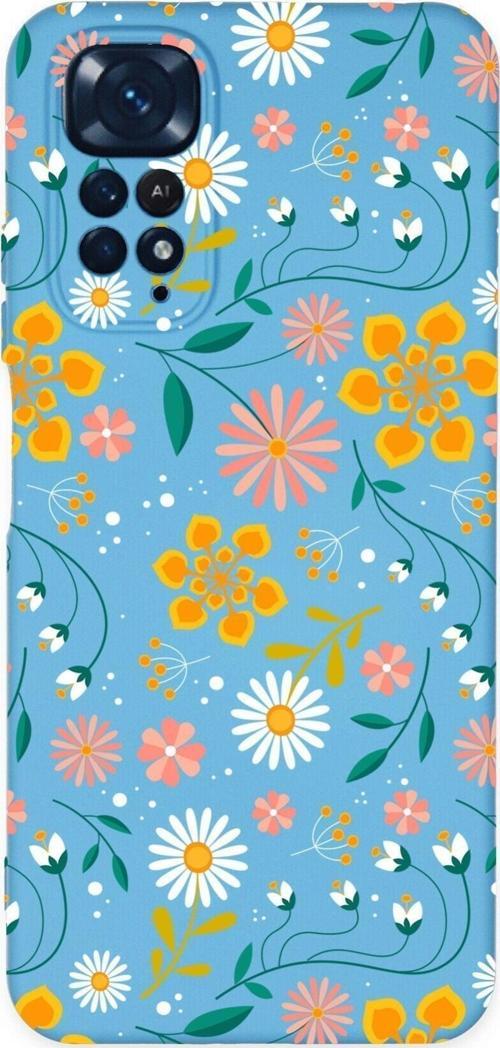 Xiaomi Redmi Note 11 Pro Uyumlu Lansman Kılıf Çiçek Tasarımlı Içi Kadife Kapak-Lila