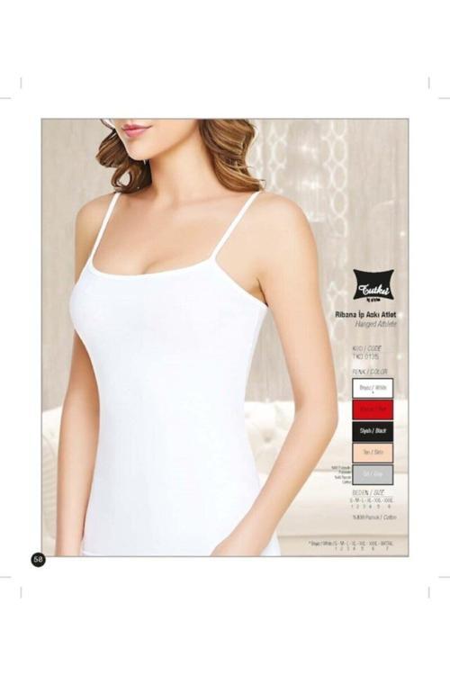 Beyaz Bayan Ip Askılı Ribana 10'Lu Paket Atlet( 0135)