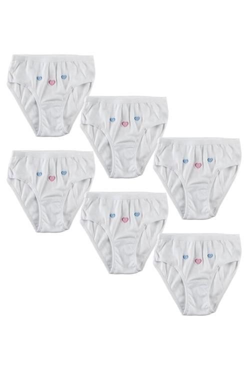 Kız Çocuk Beyaz Kuzey Underwear İnce Belli İşlemeli Bato (6'Lı) 0821