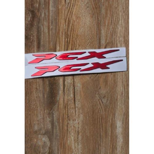 Pcx Amblem Logo 3D Sticker Yazı 2 Adet Set Kırmızı Renk