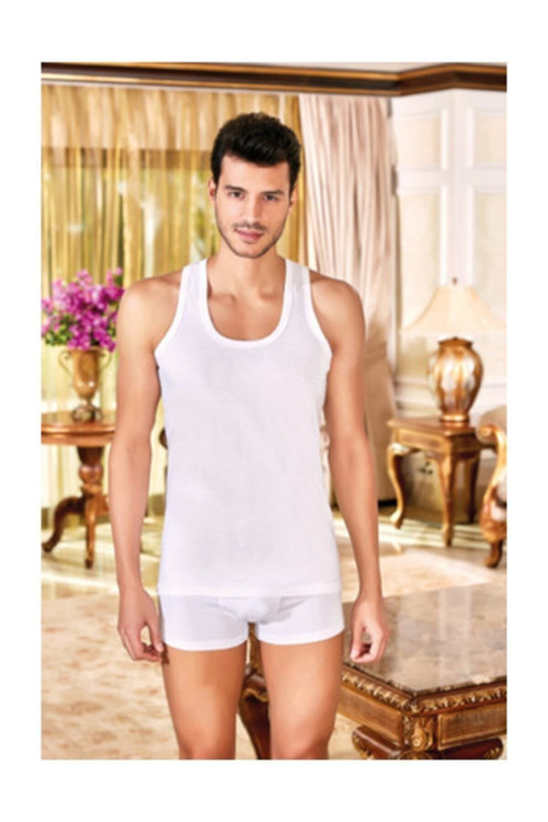 Erkek Beyaz 10'Lu Paket %100 Pamuk Klasik Penye Atlet