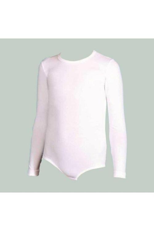 1 Adet Beyaz Renk Uzun Kollu Çocuk Çıtçıtlı Badi