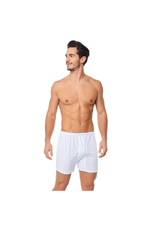 Erkek Beyaz Pamuklu Arjantin Paçalı Boxer