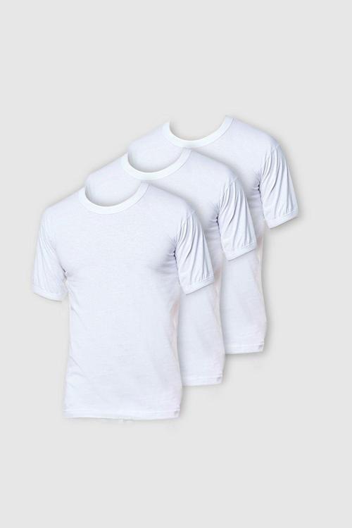 Ec003, 6'Lı Paket Yarım Kol Kapalı Yaka Erkek Çocuk Atleti Beyaz, Ec003-6