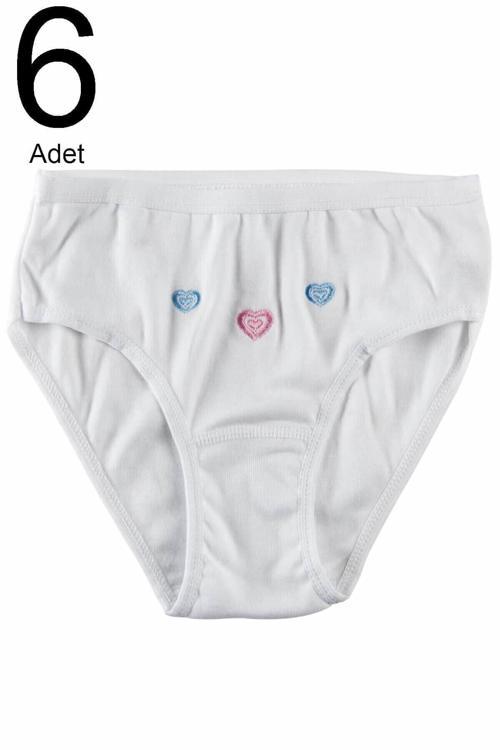 Kız Çocuk Beyaz  Paket Külot 6'Lı