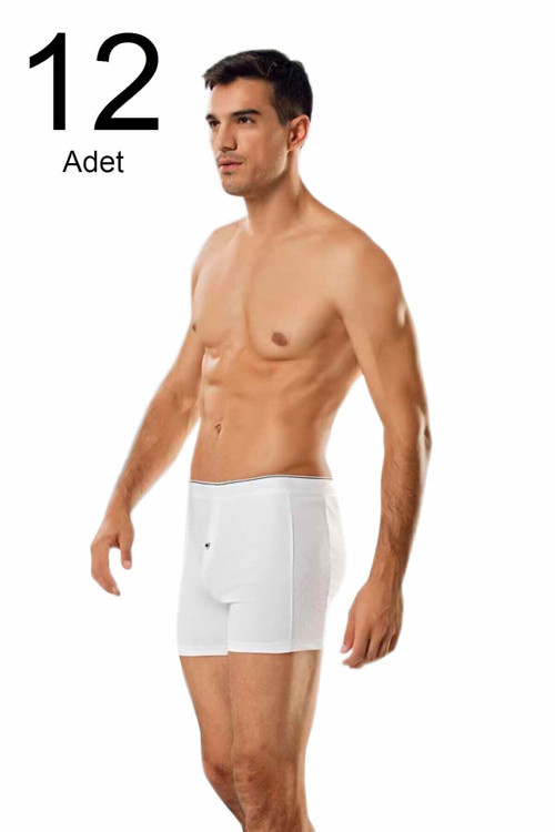 12'Li Paket Düğmeli Erkek Boxer