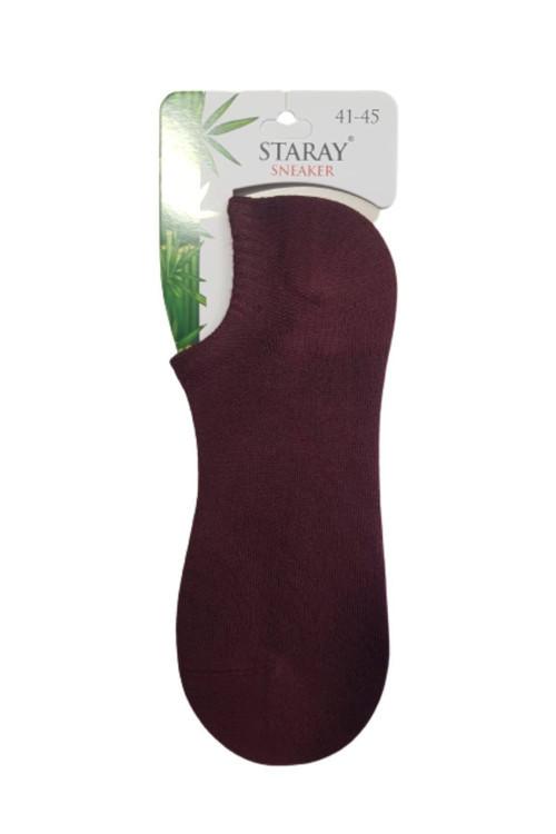 12 Çift Bordo Renk Dikişsiz Bambu Sneaker Görünmez Çorap