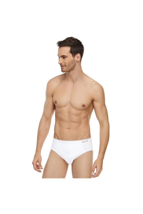 Erkek Beyaz 3'Lü Paket Likralı Pamuk Kemerli Slip