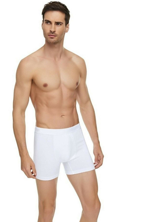 Beyaz Renk Likralı Modal Boxer