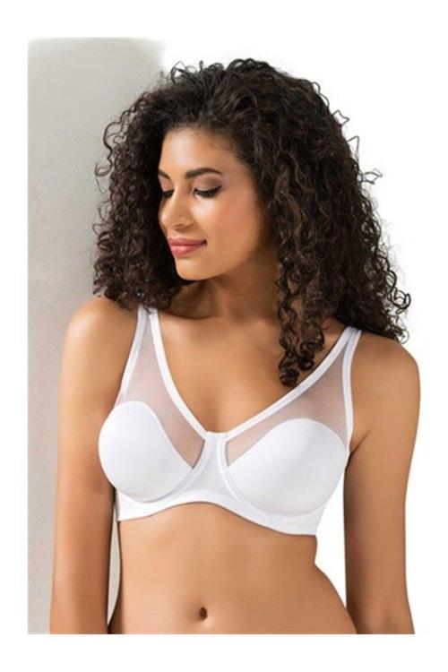 9200-C Tül Kaplı Soft Cup Sütyen Beyaz