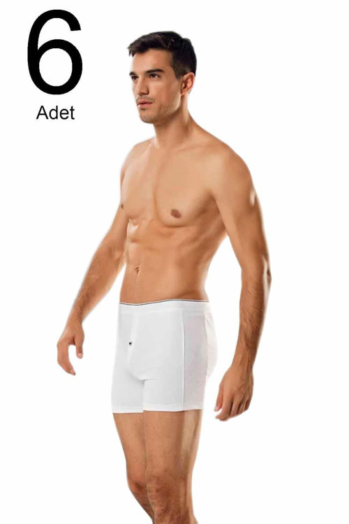 6'Lı Paket Düğmeli Erkek Boxer