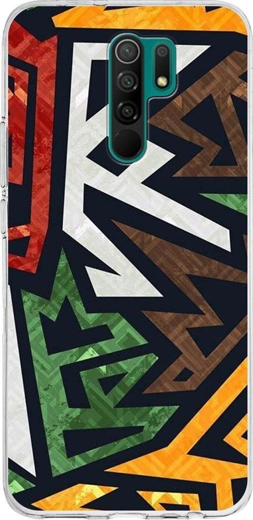 Xiaomi Redmi 9 Uyumlu Kapak Soyut Grafiti Tasarımlı Şeffaf Silikon Kılıf