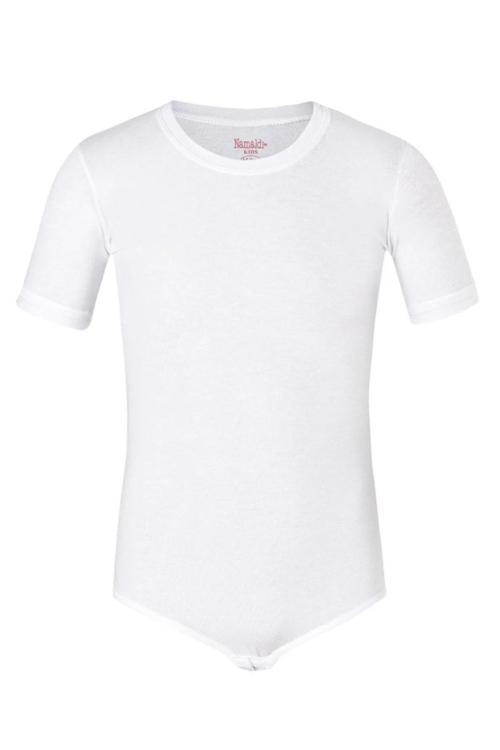 1 Adet Beyaz Renk Yarım Kollu Çocuk Çıtçıtlı Badi